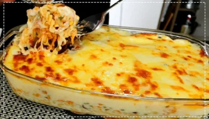 Receta de fideos al horno con pollo y salsa blanca