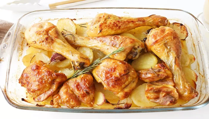 Receta de pollo asado al horno con patatas
