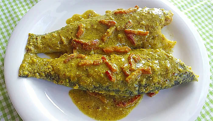Receta de trucha a la parrilla con salsa de almendras