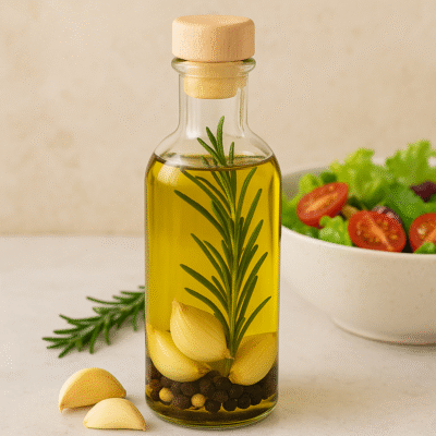 Este Aceite Casero con Ajo y Romero Hará Que Cualquier Ensalada Sepa a Restaurante